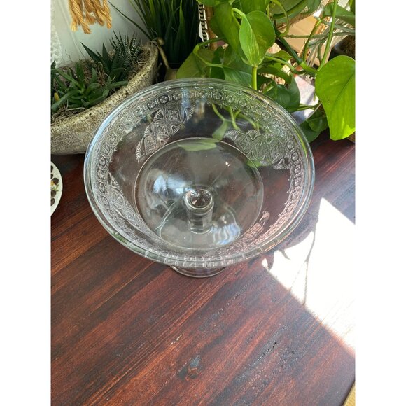 Antique vintage manganese glowing glass compote bowl - chipped vase - Picture 4 of 10